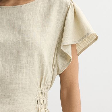 Women's Nine West Cinched Waist Flutter Sleeve Blouse