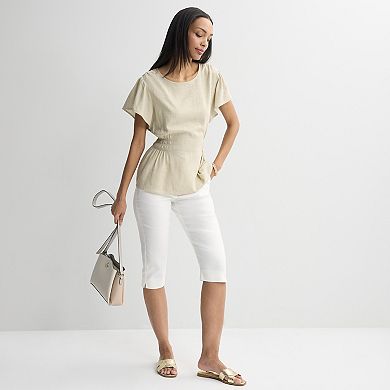 Women's Nine West Cinched Waist Flutter Sleeve Blouse