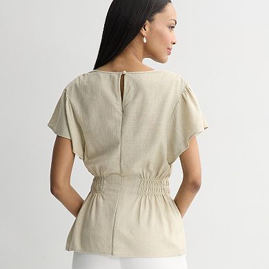 Women's Nine West Cinched Waist Flutter Sleeve Blouse