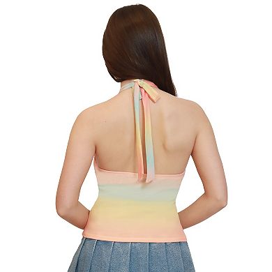 Juniors' madden girl Plunge Neck Under Bust Seam Halter Tank Top