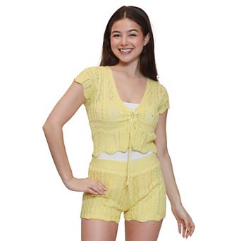 Juniors' madden girl Lined Pointelle Shorts