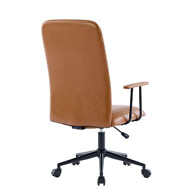 2-set PU Leather Office Chair with Armrests High Backrest 360-degree Swivel Pneumatic Lift Mechanism