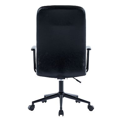 2-set PU Leather Office Chair with Armrests High Backrest 360-degree Swivel Pneumatic Lift Mechanism