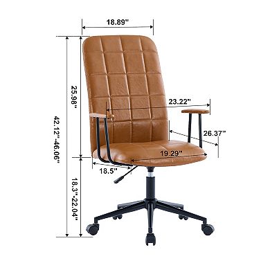 2-set PU Leather Office Chair with Armrests High Backrest 360-degree Swivel Pneumatic Lift Mechanism