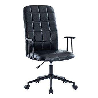 2-set PU Leather Office Chair with Armrests High Backrest 360-degree Swivel Pneumatic Lift Mechanism