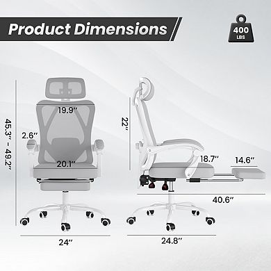 Ergonomic Office Chair with Footrest Headrest High Back Chair with Adjustable Lumbar Support