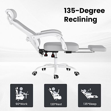 Ergonomic Office Chair with Footrest Headrest High Back Chair with Adjustable Lumbar Support