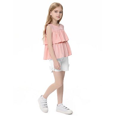 Girls Sleeveless Top and Shorts Set with Pockets Two-Piece Outfit