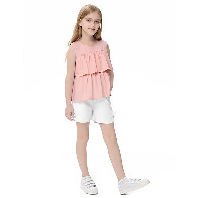 Girls Sleeveless Top and Shorts Set with Pockets Two-Piece Outfit