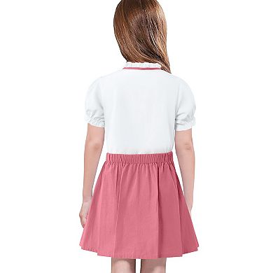 Girls Short Sleeve Top and Skirt Set Two Piece Outfit