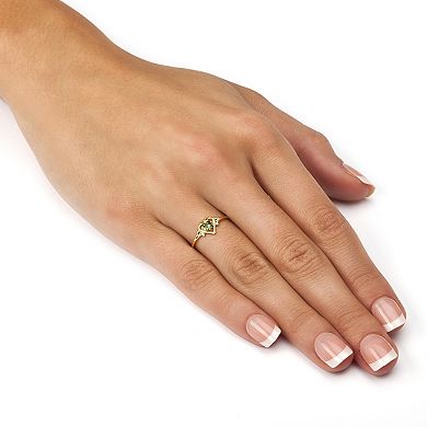 PalmBeach Jewelry Yellow Gold-plated Round Simulated Birthstone Heart Ring Sizes 5-10