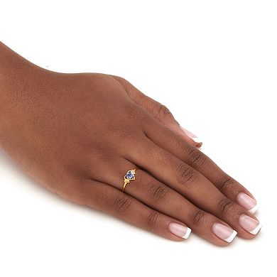 PalmBeach Jewelry Yellow Gold-plated Round Simulated Birthstone Heart Ring Sizes 5-10