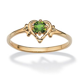 PalmBeach Jewelry Yellow Gold-plated Round Simulated Birthstone Heart Ring Sizes 5-10