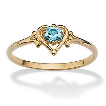 PalmBeach Jewelry Yellow Gold-plated Round Simulated Birthstone Heart Ring Sizes 5-10