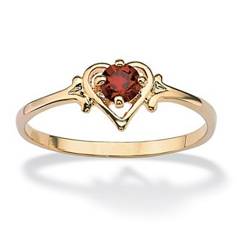PalmBeach Jewelry Yellow Gold-plated Round Simulated Birthstone Heart Ring Sizes 5-10