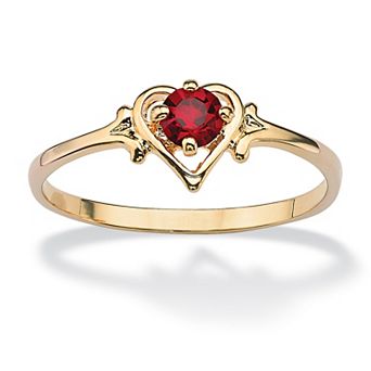 PalmBeach Jewelry Yellow Gold-plated Round Simulated Birthstone Heart Ring Sizes 5-10