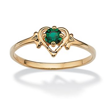 PalmBeach Jewelry Yellow Gold-plated Round Simulated Birthstone Heart Ring Sizes 5-10