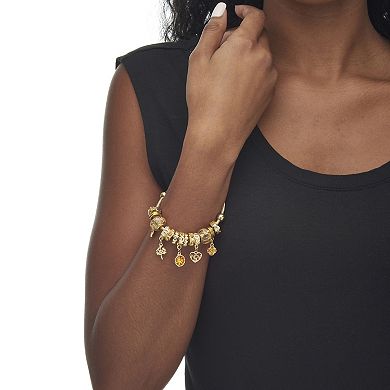 PalmBeach Jewelry Goldtone Antiqued Simulated Birthstone and Crystal Bali Style Bracelet