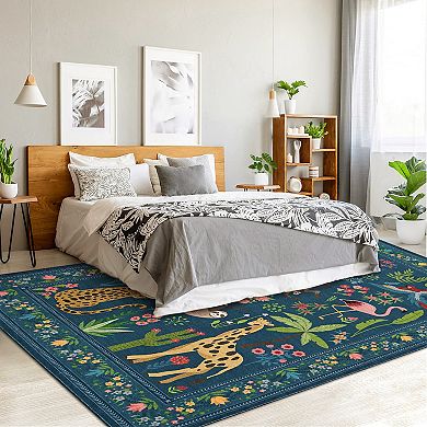 Washable Animal Area Rugs, Soft Non Slip Modern Forest Jungel Runners Carpet Indoor Outdoor