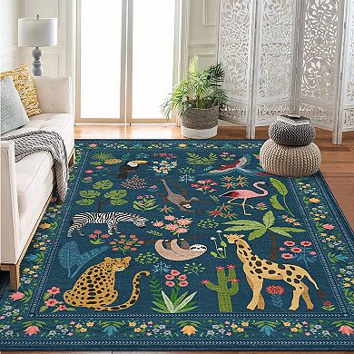 Washable Animal Area Rugs, Soft Non Slip Modern Forest Jungel Runners Carpet Indoor Outdoor