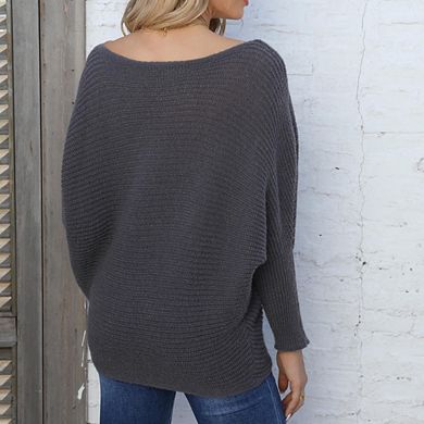 Womens Sweater Off Shoulder Batwing Long Sleeve Knit Top