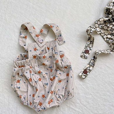 Baby Girl Cute Print Pattern Strap Design Overall Triangle bodysuit