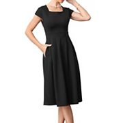 Womens Long Sleeve A-Line Midi Dress