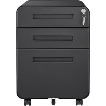 3 Drawer Mobile File Cabinet with Lock, Under Desk Metal Filing Cabinet for Home Office