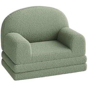 2-in-1 Kids Sofa Bed: Convertible Teddy Fleece Toddler Chair & Lounger for Playroom, Nursery, Gift