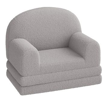 2-in-1 Kids Sofa Bed: Convertible Teddy Fleece Toddler Chair & Lounger for Playroom, Nursery, Gift