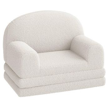 2-in-1 Kids Sofa Bed: Convertible Teddy Fleece Toddler Chair & Lounger for Playroom, Nursery, Gift
