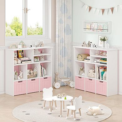 3-Tier Kids' Wooden Toy Storage Organizer with 3 Drawers & 6 Cubbies