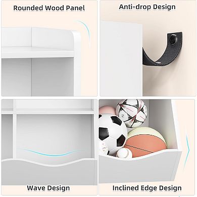 3-Tier Kids' Bookcase & Toy Storage Cabinet with Cubby Shelves for Bedroom or Playroom