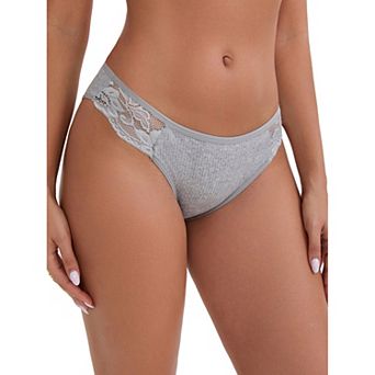 Women's Lace Low Rise Hip-Lifting Ribbed Briefs Comfortable Breathable Panties
