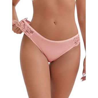 Women's Lace Low Rise Hip-Lifting Ribbed Briefs Comfortable Breathable Panties