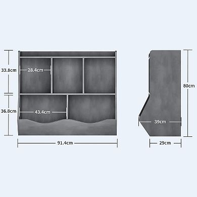 Kids' Toy & Book Storage Organizer with Multi-Shelf, Cabinet & Rounded Corners