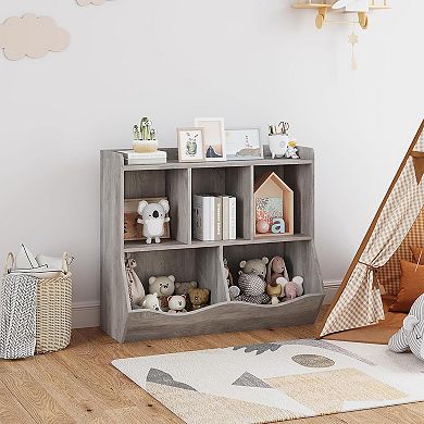 Kids' Toy & Book Storage Organizer with Multi-Shelf, Cabinet & Rounded Corners