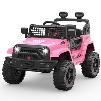 12V Kids Ride On Truck Remote Control 3 Speed Modes 4 Tire Suspension LED Emergency Braking