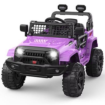 12V Kids Ride On Truck Remote Control 3 Speed Modes 4 Tire Suspension LED Emergency Braking