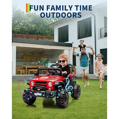 12V Kids Ride On Truck Remote Control Bluetooth Music LED 4.1MPH 3 Speeds Ages 3-8