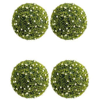 4-Pack Artificial Topiary Flower Balls with Realistic Leaves for Indoor/Outdoor Decor