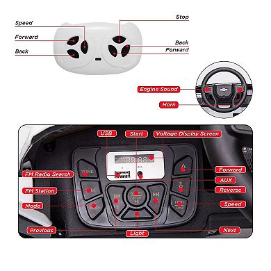 12V Kids Ride On Truck Remote Control MP3 Bluetooth Spring Suspension LED Electric Vehicle