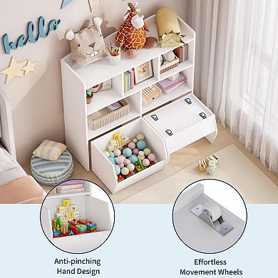 Kids' Toy Storage Organizer with 5 Cubbies & 2 Drawers for Playroom, Bedroom, Classroom