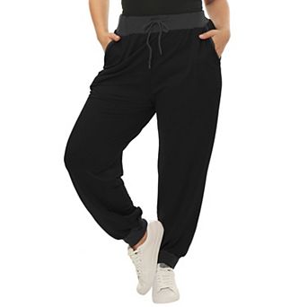 Women's Plus Size Drawstring Waist Contrast Color Jogger Pants