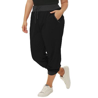 Women's Plus Size Drawstring Waist Contrast Color Jogger Pants