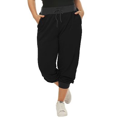 Women's Plus Size Drawstring Waist Contrast Color Jogger Pants