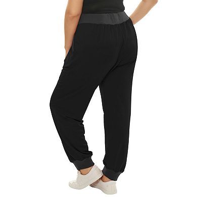 Women's Plus Size Drawstring Waist Contrast Color Jogger Pants