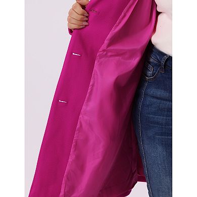 Women's Plus Size Winter Coats Elegant Notched Lapel Single Breasted Coat