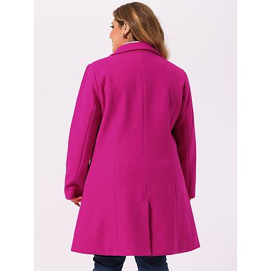 Women's Plus Size Winter Coats Elegant Notched Lapel Single Breasted Coat