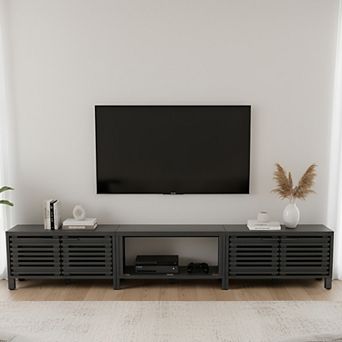 115" Modern Black Modular TV Stand with Storage Fits TVs up to 120"